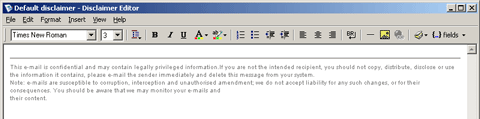 Disclaimer Editor